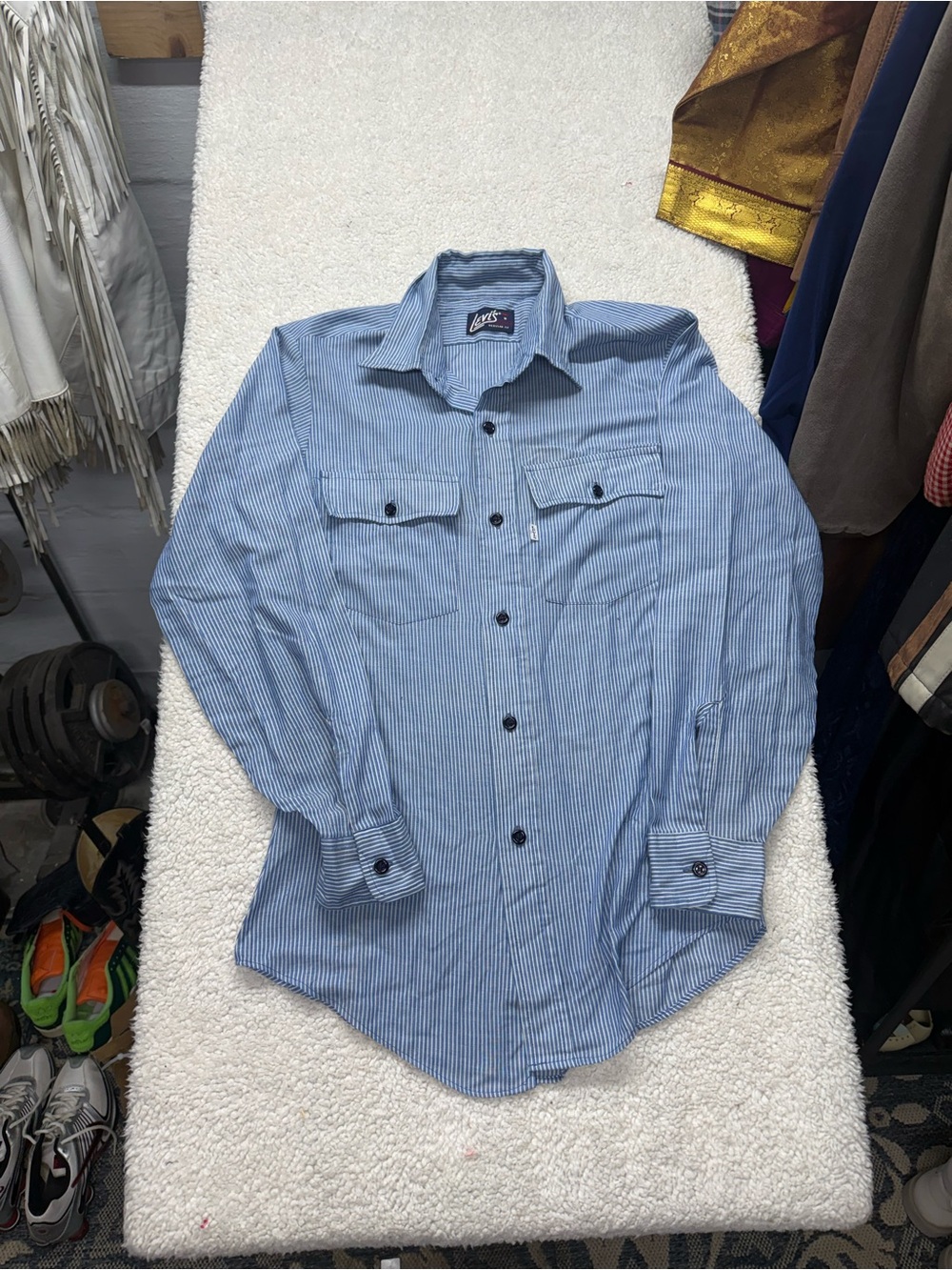 Vintage Levi’s Light Blue Pinstripe Button-Up Shirt, size small Regular fit